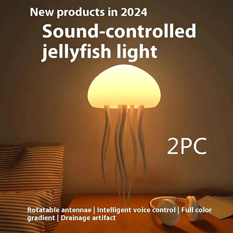 Jellyfish LED Lamp – Soothing Sound-Controlled Night Light for Relaxation by Wave & Hang