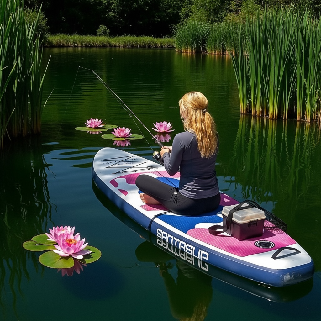 Inflatable SUP Paddle Board for Beginners Lightweight Camouflage by Wave & Hang