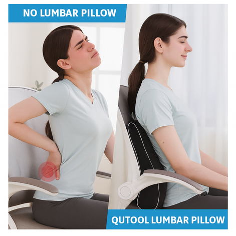 Memory Foam Office Back Cushion | Ergonomic Lumbar Support Pillow for Chair & Car