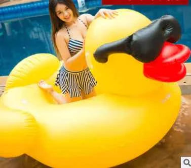 Giant Inflatable Duck Pool Float with Sunglasses – Oversized Swimming Ring for Adults