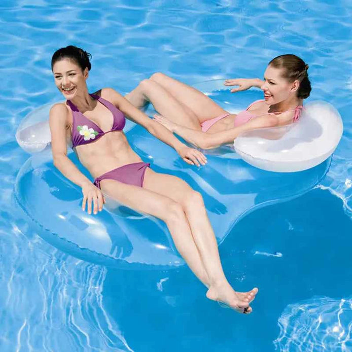 Inflatable Double Pool Float Sofa – 2-Person Lounge Chair with Armrests & Backrest for Pool & Beach