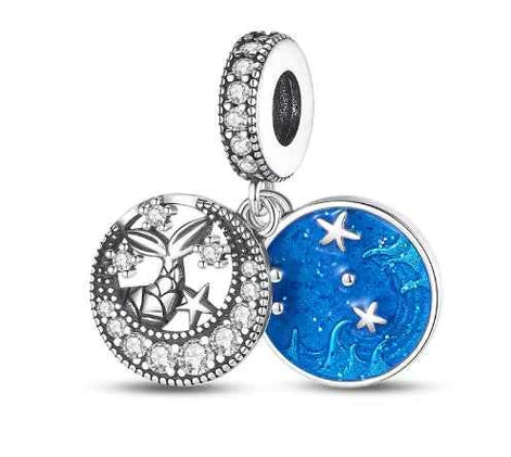 Ocean Blue Dolphin & Seahorse Pendant – DIY Jewelry Charms
