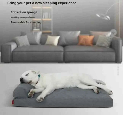 Linen Memory Foam Waterproof Dog Kennel – Washable Pet Bed