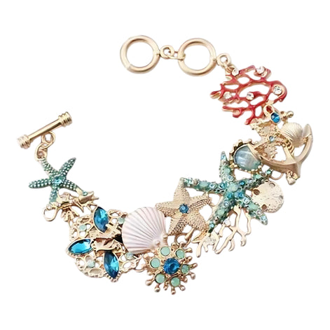 Ocean-Themed Starfish & Anchor Bracelet – 99 Carat Inspired Jewelry by Wave & Hang