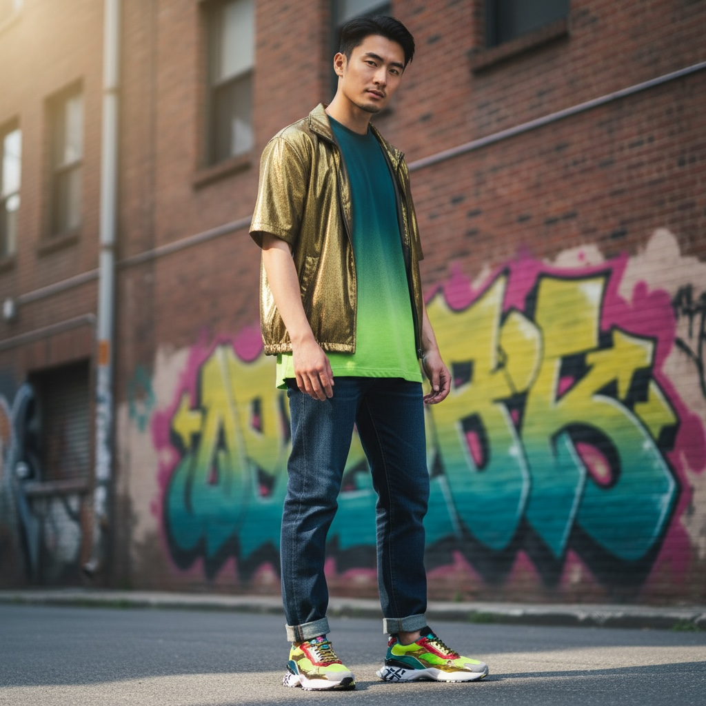 Men's Colorful Dad Sneakers | Trendy Comfort for Urban Style by Wave & Hang
