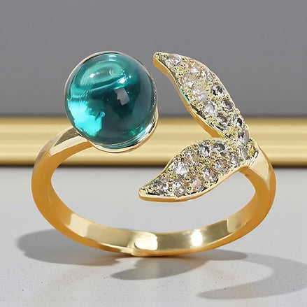Mermaid Tail Ocean Beads Ring – Adjustable Gold Fashion Jewelry by Wave & Hang