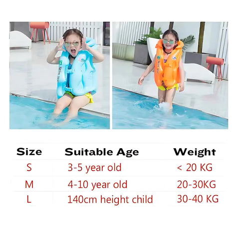 Kids Inflatable Life Jacket - Safe & Fun Swim Vest by AquaGuard by Wave & Hang