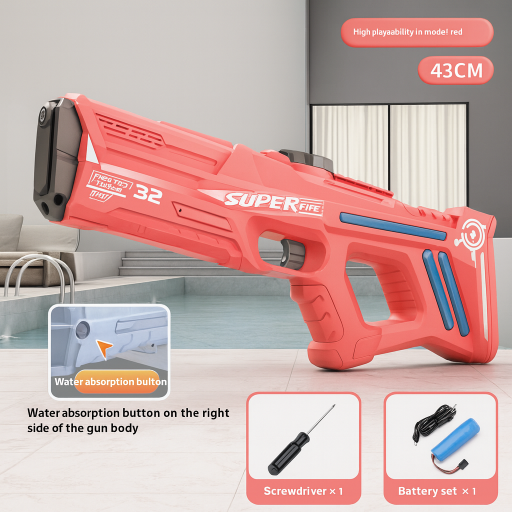 Viral Electric Repeating Water Gun – Long Range Rechargeable Blaster by Wave & Hang