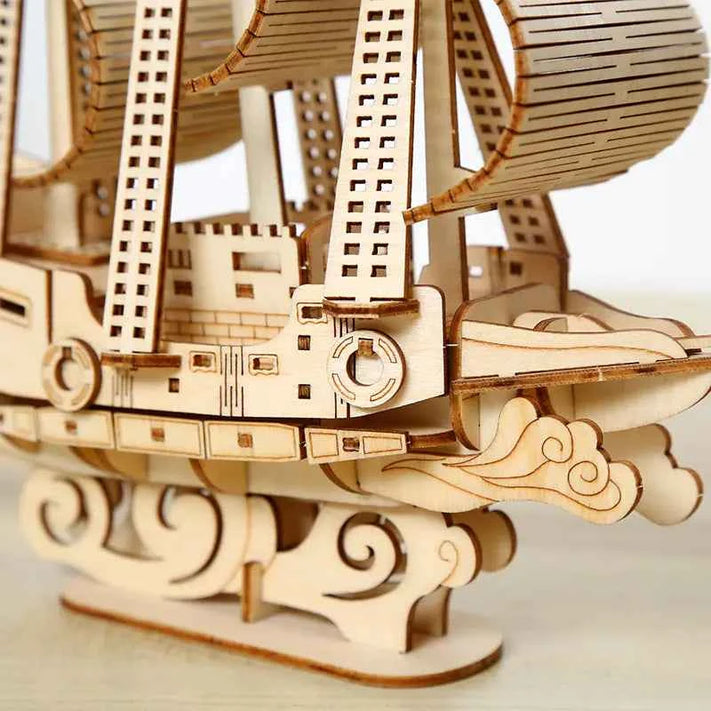 DIY Wooden Ocean Sailboat Model – 3D Puzzle Gift Toy for Kids & Adults
