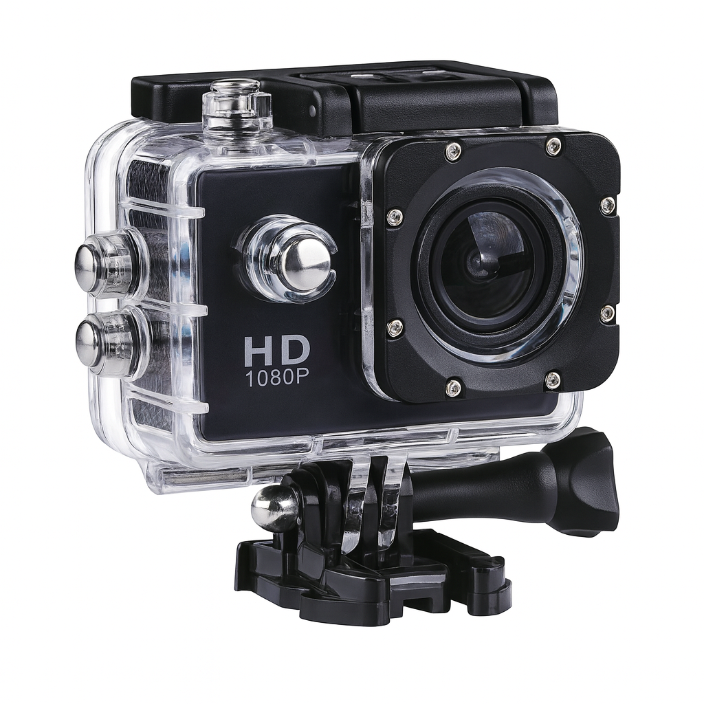 1080p Waterproof Sports Action Camera with HD Recording & Underwater Housing