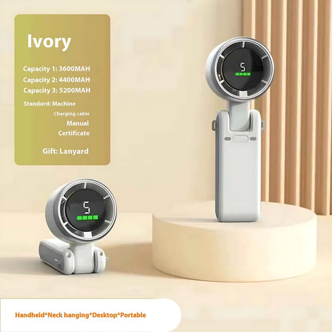 Portable USB Fan – Compact Rechargeable Handheld Cooling Fan with Digital Display by Wave & Hang