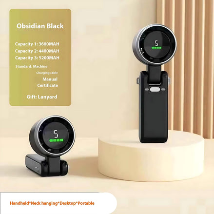 Portable USB Fan – Compact Rechargeable Handheld Cooling Fan with Digital Display by Wave & Hang