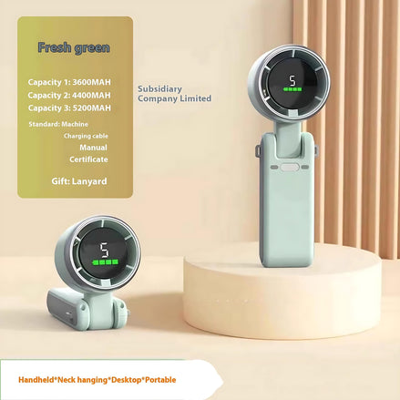 Portable USB Fan – Compact Rechargeable Handheld Cooling Fan with Digital Display by Wave & Hang