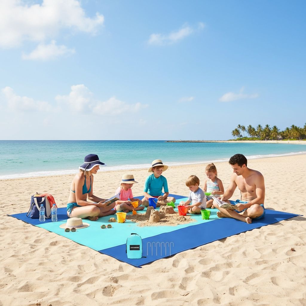 AlphaBeing Beach Blanket - Waterproof & Sandproof 7x7 ft for 6 Adults