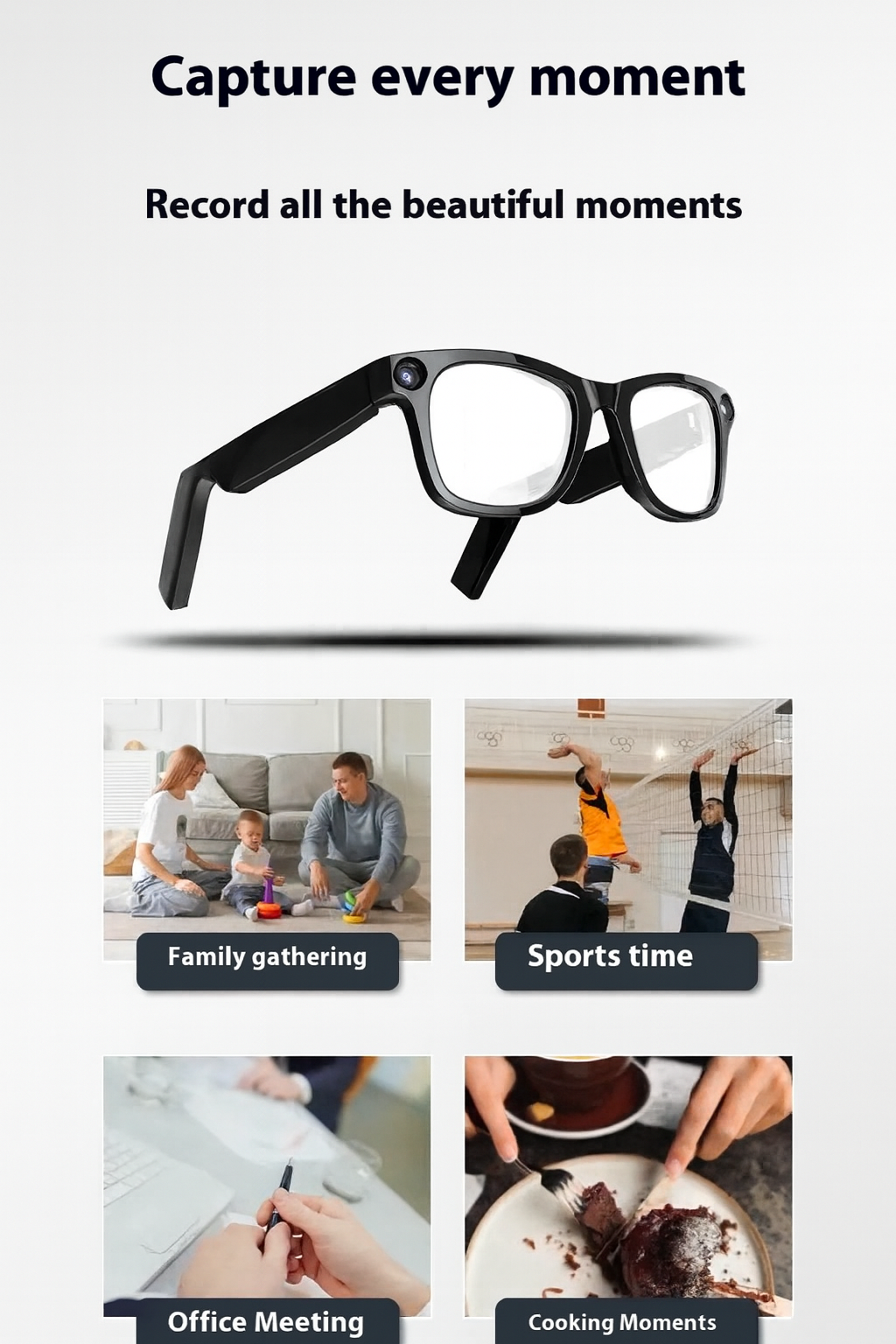AI Tech Smart Glasses - HD Video Recording & Touch Controls