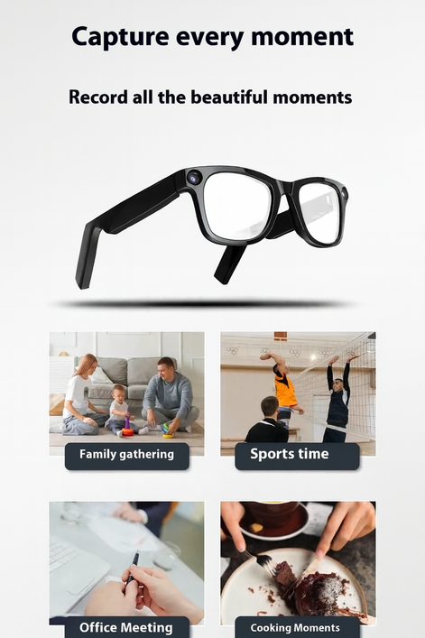 AI Tech Smart Glasses - HD Video Recording & Touch Controls