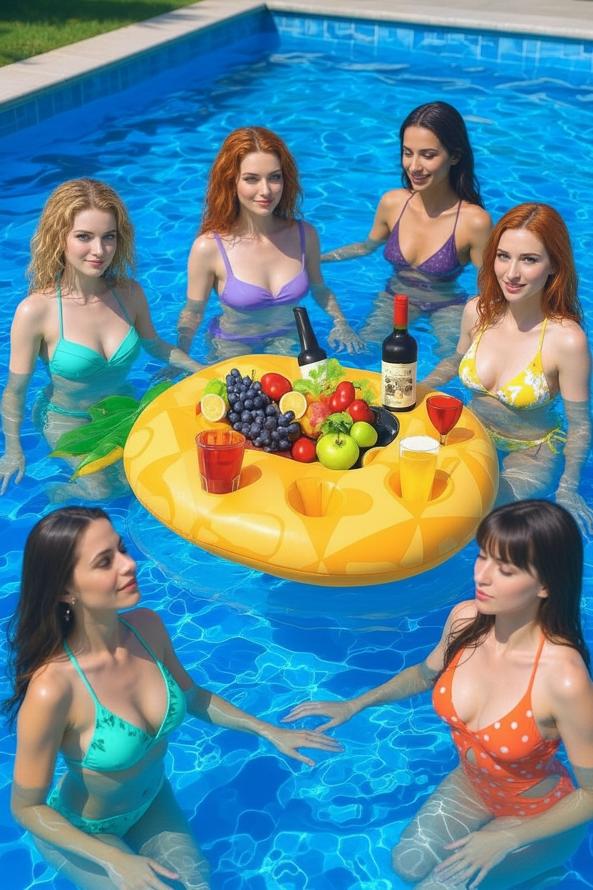 Inflatable Pineapple Pool Drink Holder Floating Snack Tray by Wave & Hang