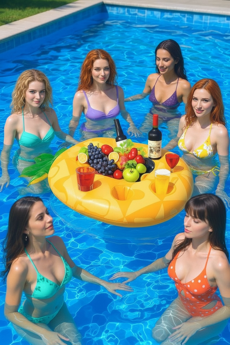 Inflatable Pineapple Pool Drink Holder Floating Snack Tray by Wave & Hang