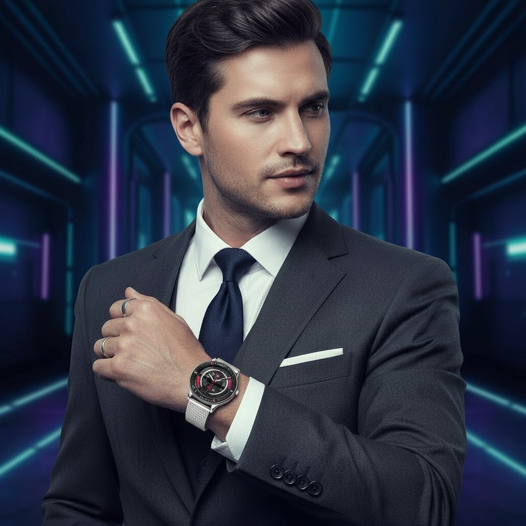 Men’s Waterproof Wheel Watch – Durable Stainless Steel Round Dial by Wave & Hang