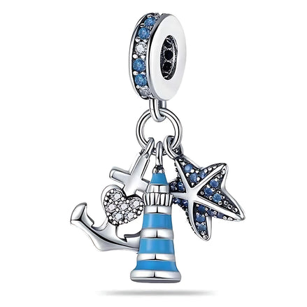 Ocean Blue Dolphin & Seahorse Pendant – DIY Jewelry Charms by Wave & Hang