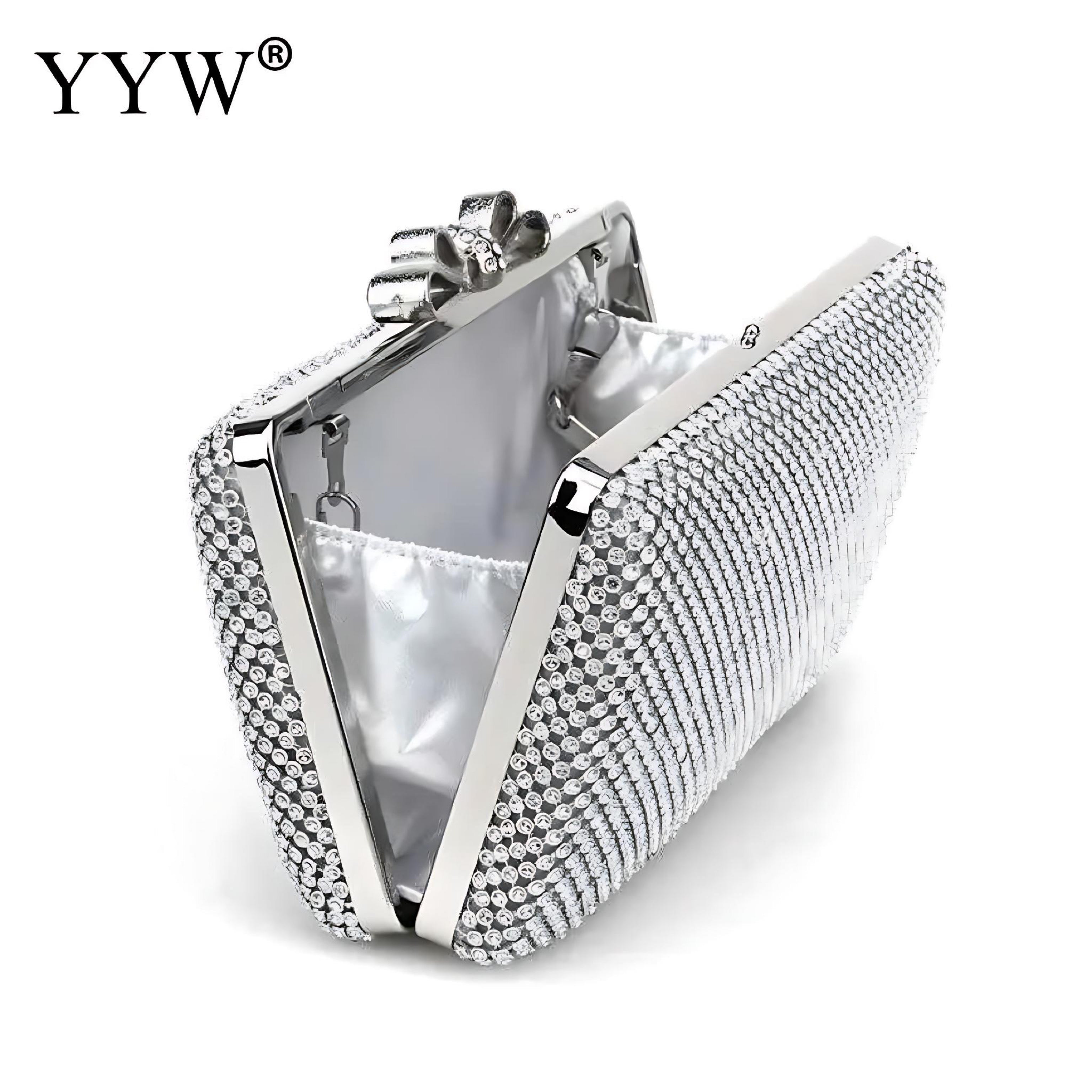 Silver Glitter Evening Clutch - Glamorous Handbag for Women by Wave & Hang