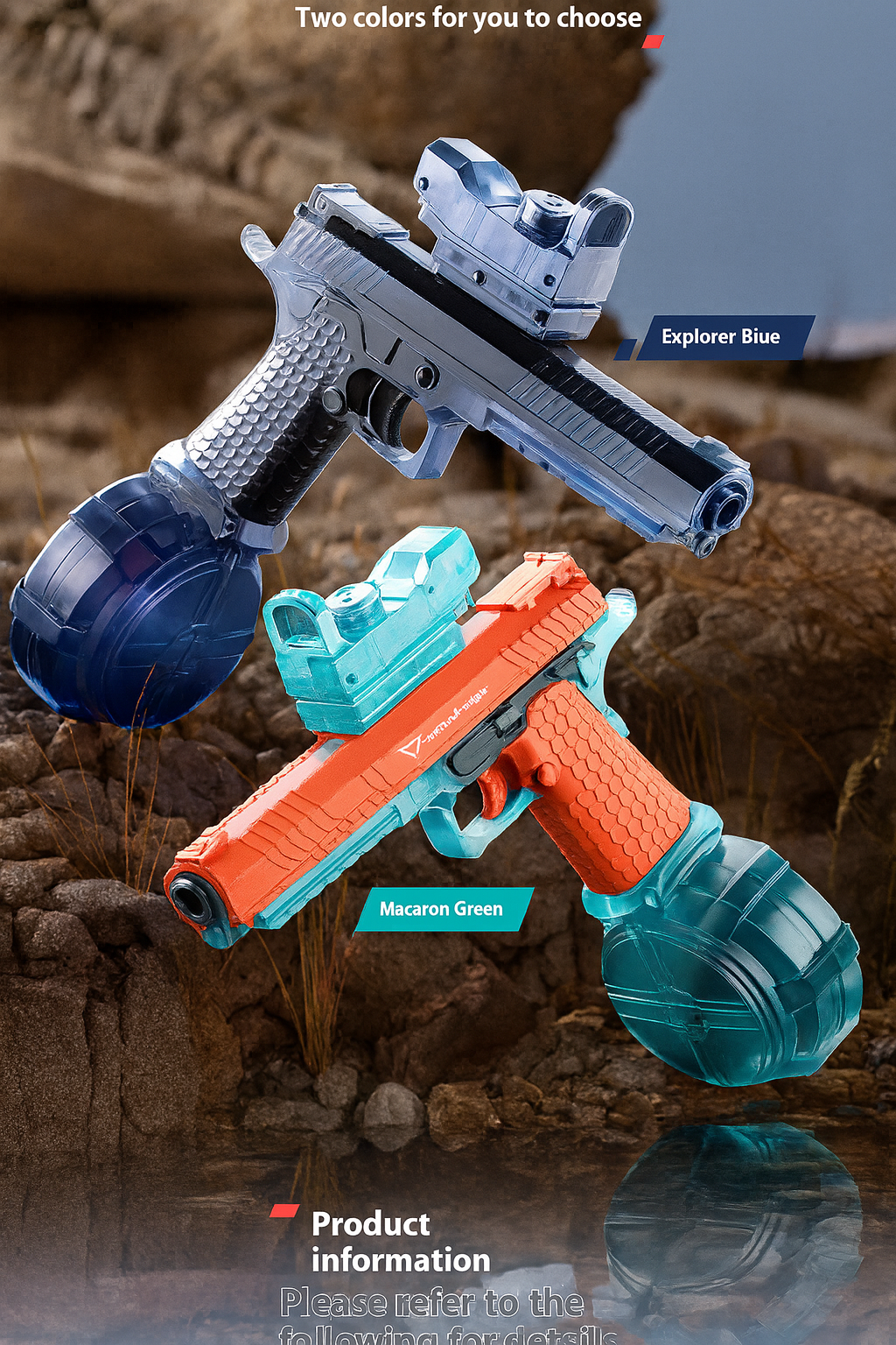 Electric Light-Up Water Gun – LED Rechargeable Battle Blaster by Wave & Hang