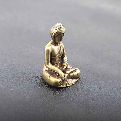 Brass Buddha Meditation Statue – Vintage Sitting Figure Sculpture | Copper Home Decor Ornament for Peace & Mindfulness