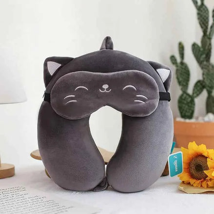 Cute U-Shaped Memory Foam Neck Pillow | Travel & Home Comfort Cushion with Animal Designs