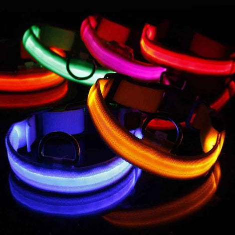 LED Adjustable Dog Collar – Waterproof Blinking Glow Safety Light for Pets