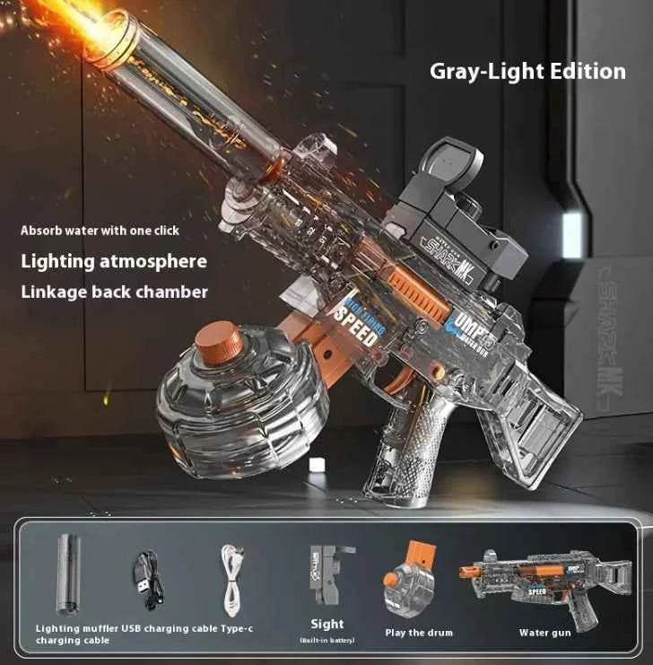 Light UMP45 Electric Water Gun – Automatic Rechargeable Blaster with LED Glow