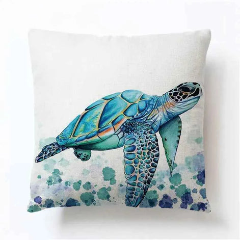 Ocean Turtle Cushion Cover – Decorative Sea-Inspired Pillow Case (4 Styles, 45x45 cm)