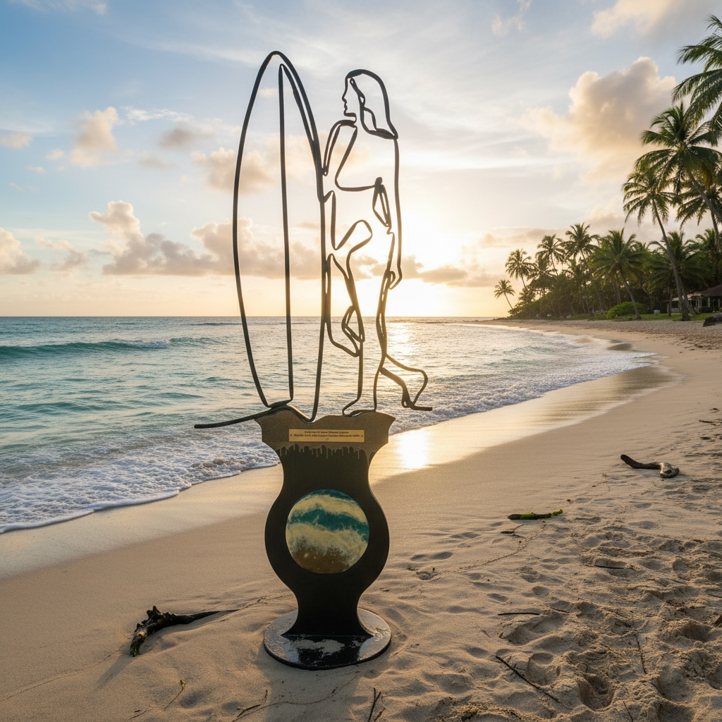 Goddess Of The Tides Tideborn Empress Limited Edition One Line Resin And Wood Sculpture by Wave & Hang