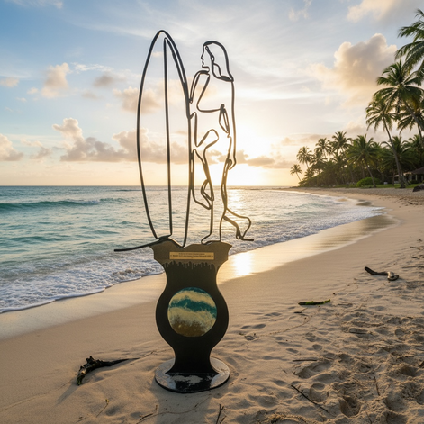 Goddess Of The Tides Tideborn Empress Limited Edition One Line Resin And Wood Sculpture by Wave & Hang