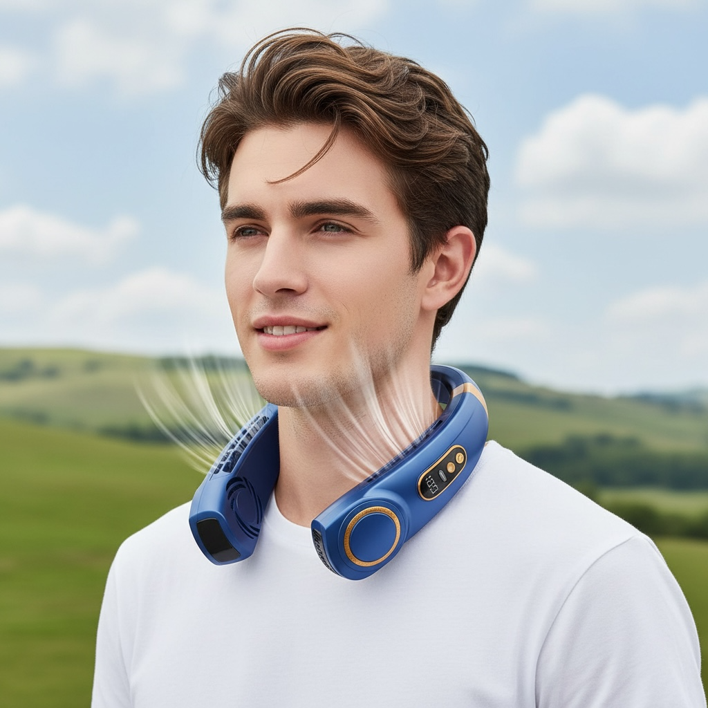 Portable USB Neck Fan – Hands-Free Rechargeable Cooling Device by Wave & Hang