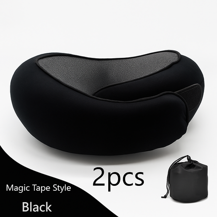 Premium Memory Foam Travel Neck Pillow Ergonomic U Shaped Support For Flights Cars And Office by Wave & Hang