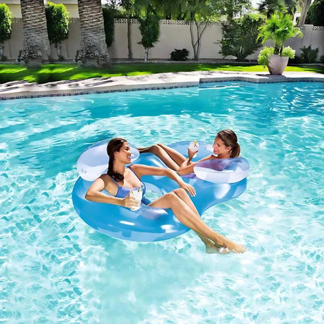 Inflatable Double Pool Float Sofa 2 Person Lounge Chair With Armrests And Backrest 171 By 105 Cm by Wave & Hang