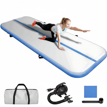 EDOSTORY Inflatable Air Gymnastics Mat With Electric Pump 10ft by Wave & Hang