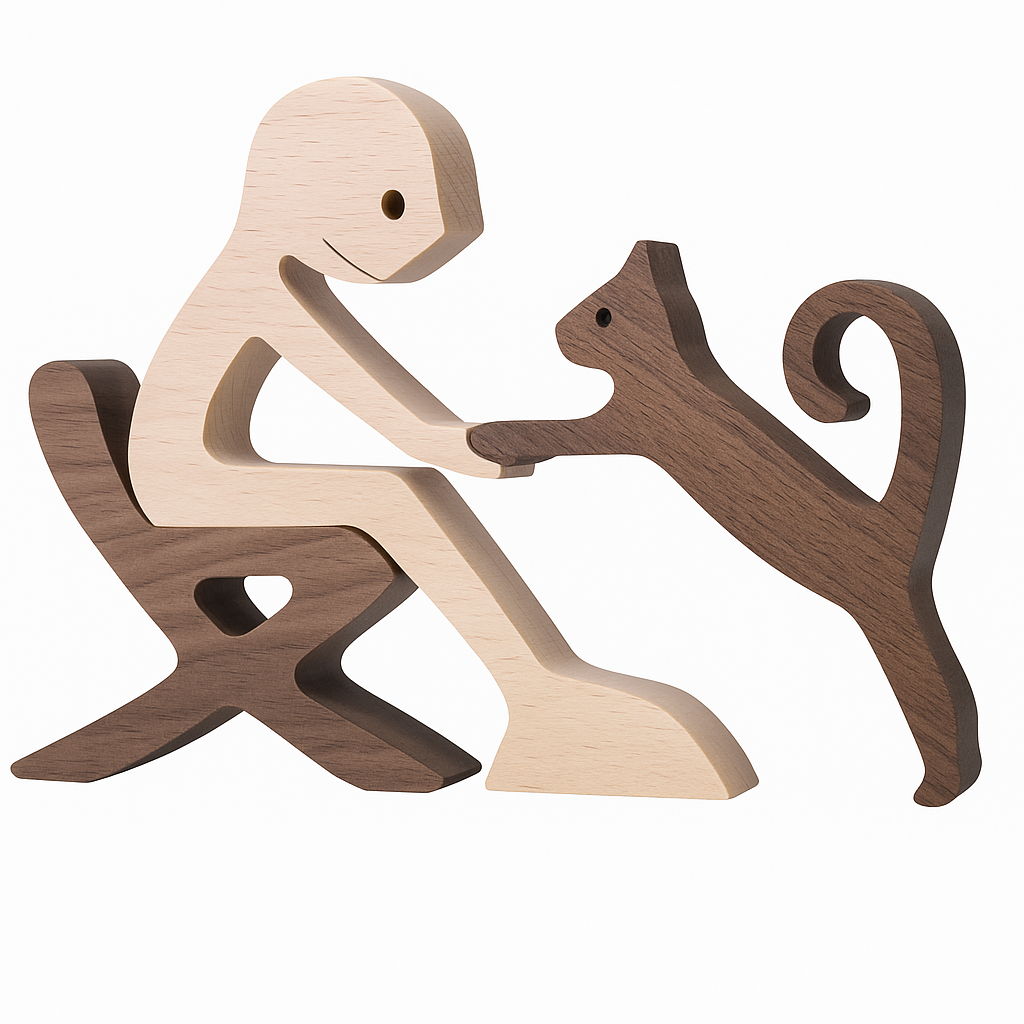 Wood Dog Sculpture Handmade Solid Wood by Wave & Hang