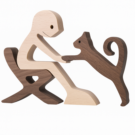 Wood Dog Sculpture Handmade Solid Wood by Wave & Hang