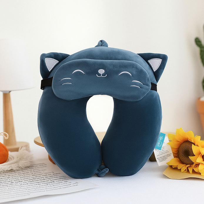 U-Shaped Memory Foam Neck Pillow With Animal Designs by Wave & Hang