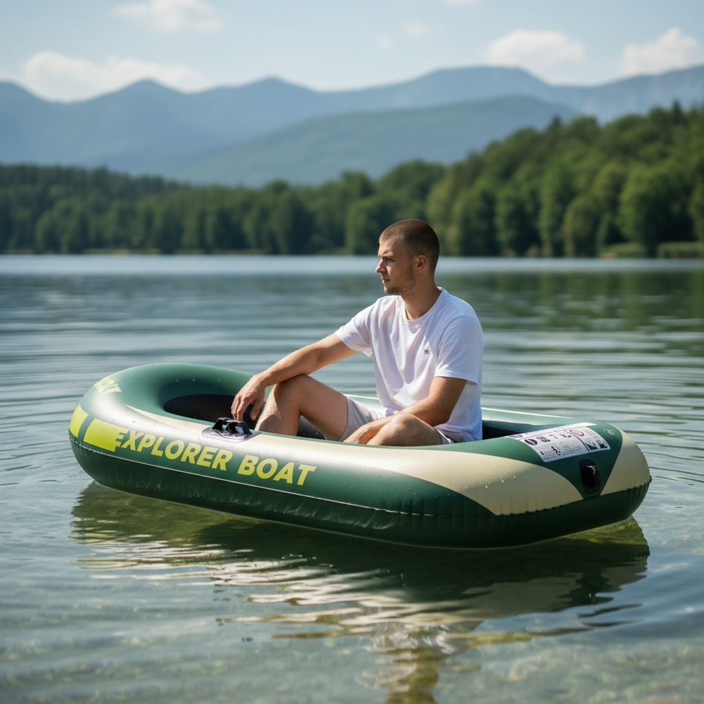 Small PVC Inflatable Boat 1 Person Portable Dinghy With Optional Pump by Wave & Hang