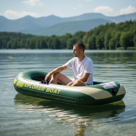 Small PVC Inflatable Boat 1 Person Portable Dinghy With Optional Pump by Wave & Hang