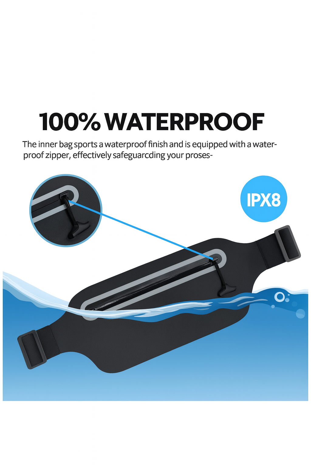 MOVOYEE Waterproof Dry Bag Fanny Pack Slim Waist Pouch For Swimming Running Hiking Travel by Wave & Hang