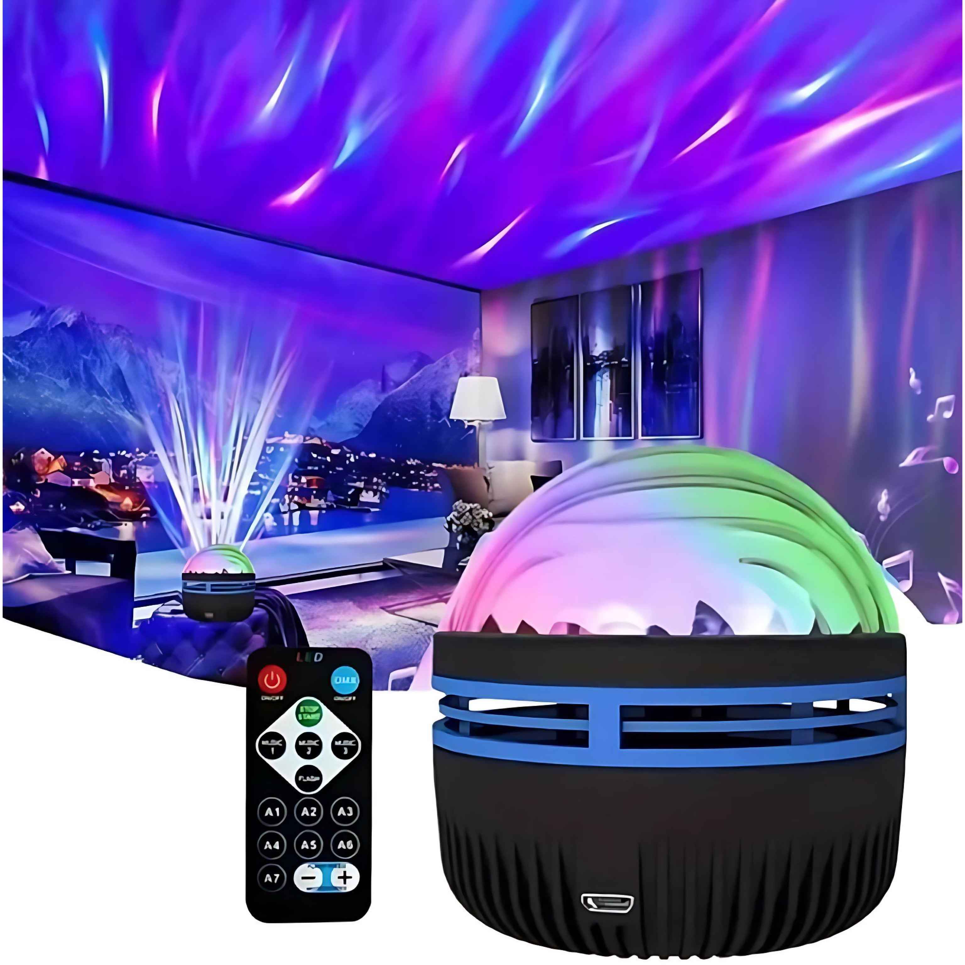 2-in-1 Galaxy & Ocean Wave Projector – LED Northern Lights Star Projector with Remote Control | Mood Light for Bedroom, Parties & Home Decor