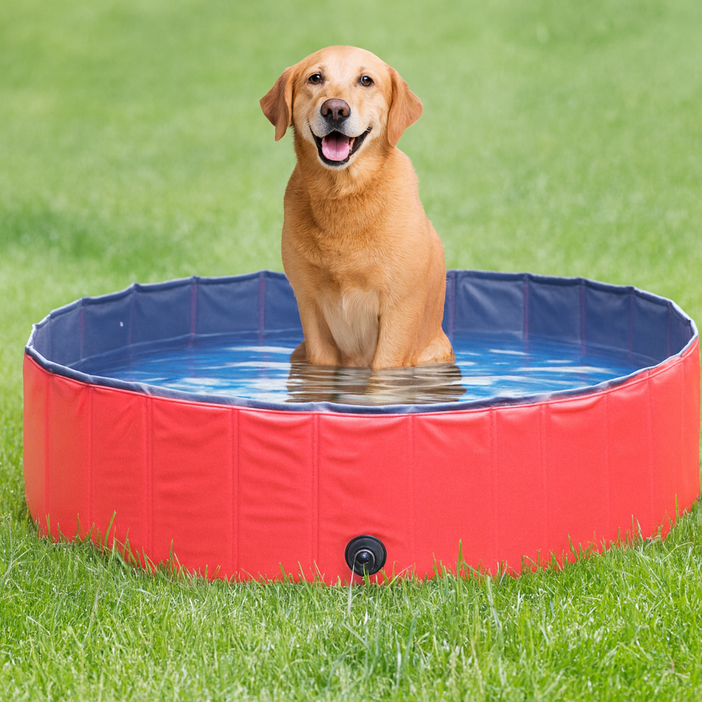Foldable Pet Swimming Pool – Durable PVC Bathing & Play Pool for Dogs & Cats by Wave & Hang