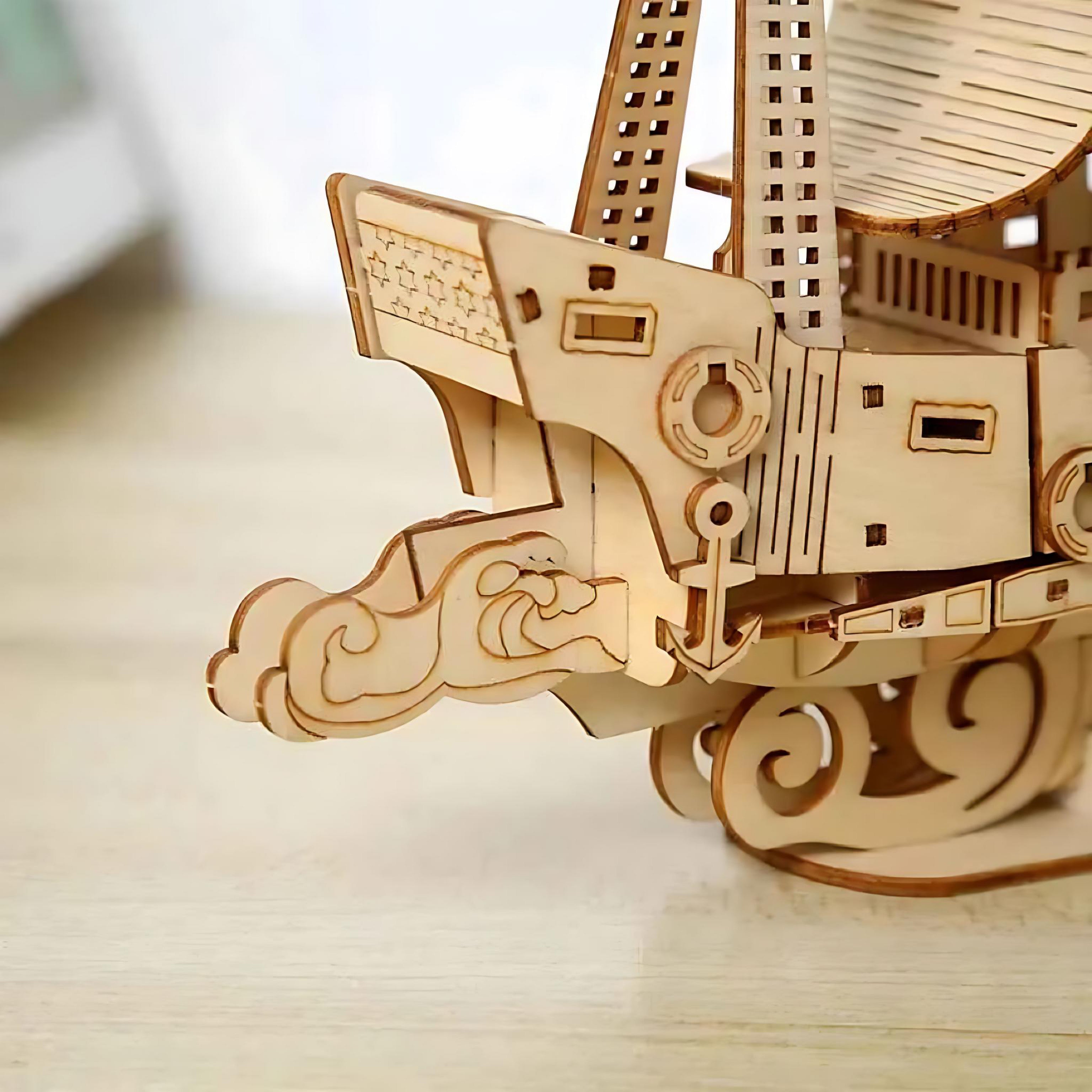 DIY Wooden Ocean Sailboat Model – 3D Puzzle Gift Toy for Kids & Adults by Wave & Hang