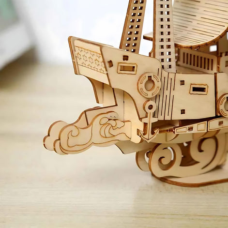 DIY Wooden Ocean Sailboat Model – 3D Puzzle Gift Toy for Kids & Adults by Wave & Hang