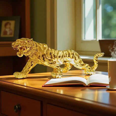 Luxury Resin Tiger Figurine | Strength & Wealth Symbol by Wave & Hang