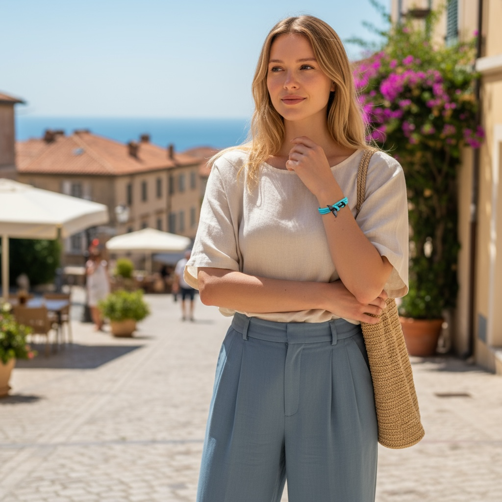 Ocean Whale Tail Anchor Bracelet Adjustable Nautical Rope for Couples and Ocean Lovers by Wave & Hang