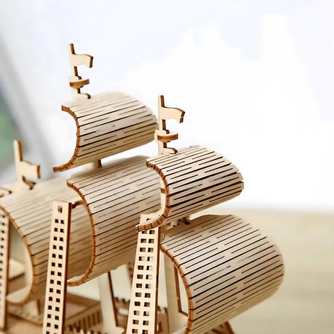 DIY Wooden Ocean Sailboat Model – 3D Puzzle Gift Toy for Kids & Adults by Wave & Hang